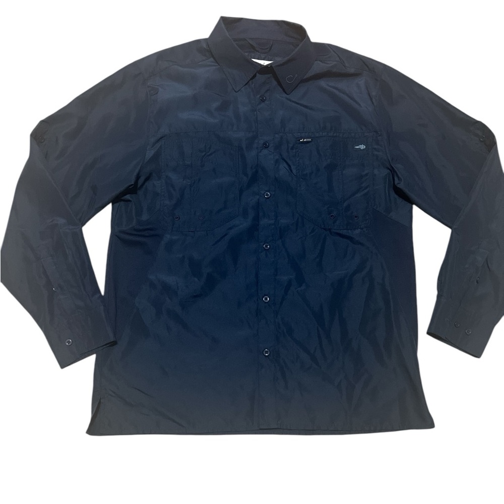 Men’s Reel Life Navy Blue Fishing Shirt Size Large